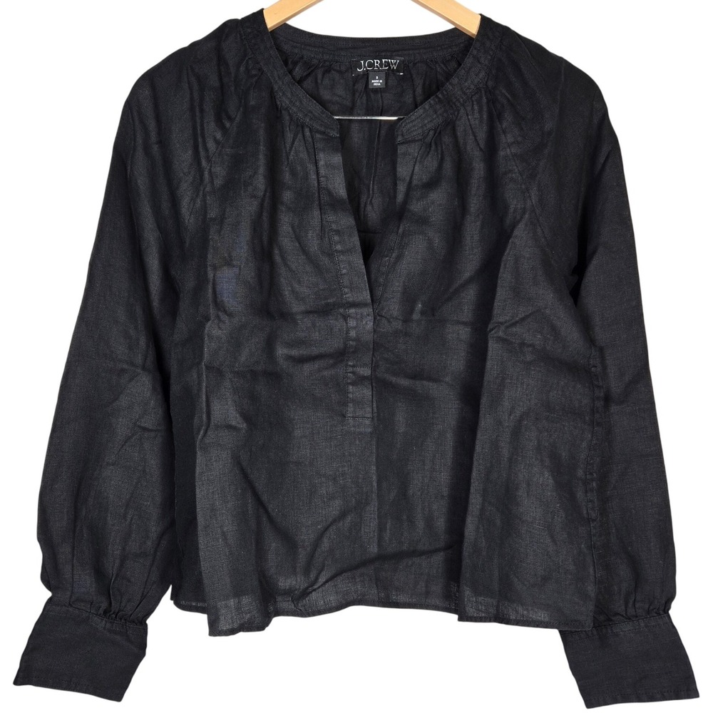 J. Crew Cabana top‎ in linen Black CI542 S NIB